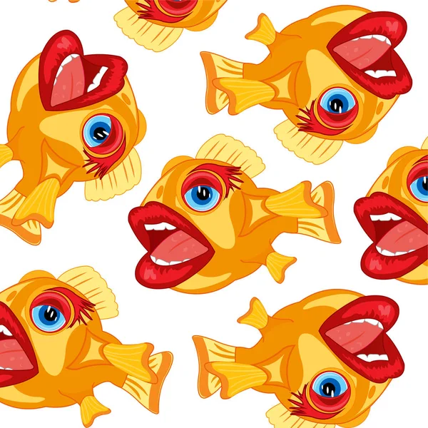 Caricature de motif de poisson — Image vectorielle