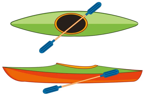 Boot-Kajak Typ Overhand und von der Seite — Stockvektor