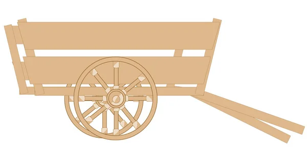 Houten wagentje op witte achtergrond is geïsoleerd — Stockvector