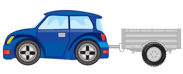 トレーラー付き乗用車のベクトルイラスト — ストックベクタ