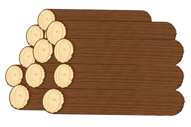 Yangın ahşap beyaz izole vektör günlükleri