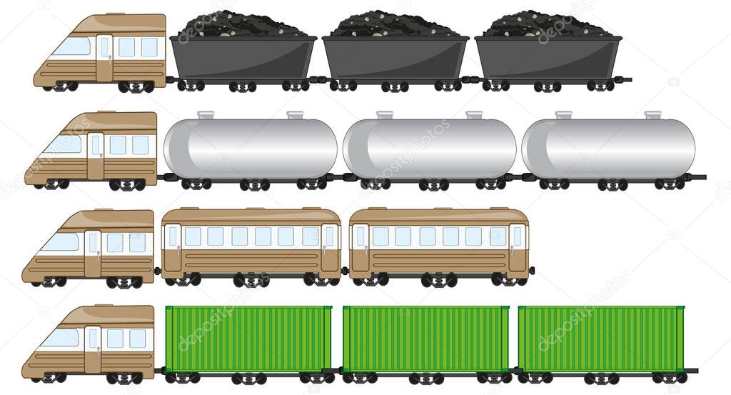 Train cargo on white background is insulated