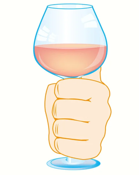 Goblet with wine in hand of the person — Stock Vector