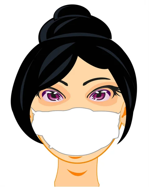 Дівчина з Китаю в захисній масці від вірусу — стоковий вектор