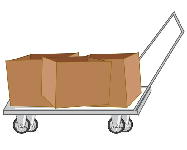 Cardboard Boxes Pushcart White Background Insulated — 스톡 벡터