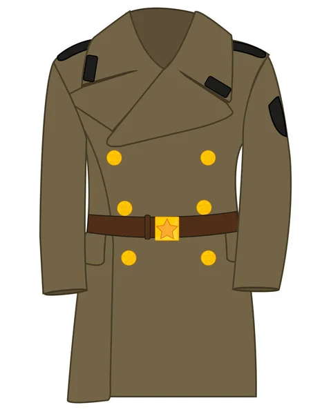 Panno Cappotto Invernale Militare Sfondo Bianco Isolato — Vettoriale Stock