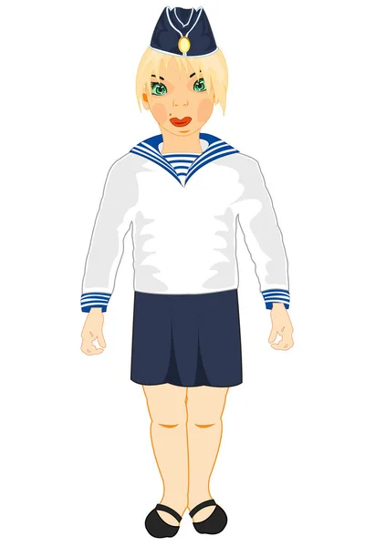 Jüngere Mädchen Form Von Seemannsmütze Und Seemannsmütze — Stockvektor