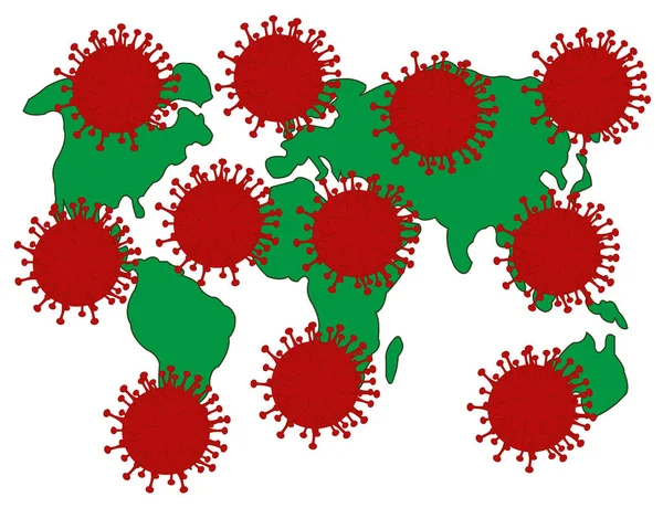 Coronavírus poluído mundial em fundo branco é isolado — Vetor de Stock