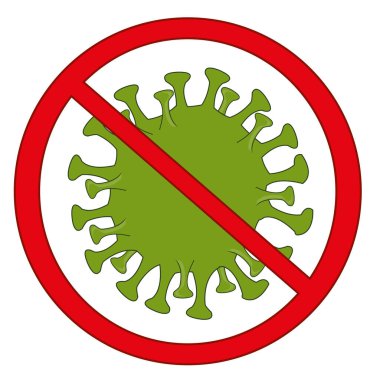Kırmızı yuvarlak işaret enfeksiyon bakterisi koronavirüsü yasaklıyor