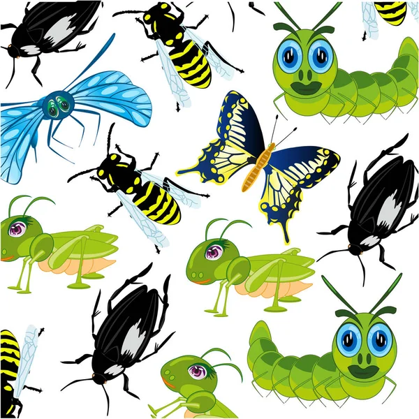 Insect decoratieve patroon op witte achtergrond is geïsoleerd — Stockvector