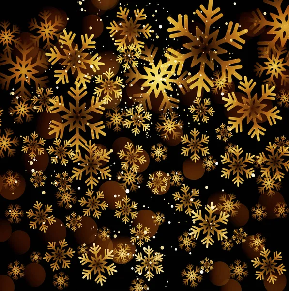 Χρυσό νιφάδα χιονιού σε σκούρο φόντο — Διανυσματικό Αρχείο