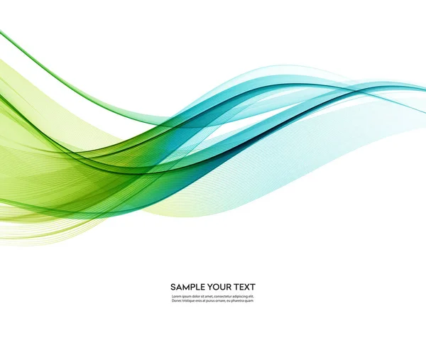 抽象的なベクトル背景、青い緑の波線 — ストックベクタ
