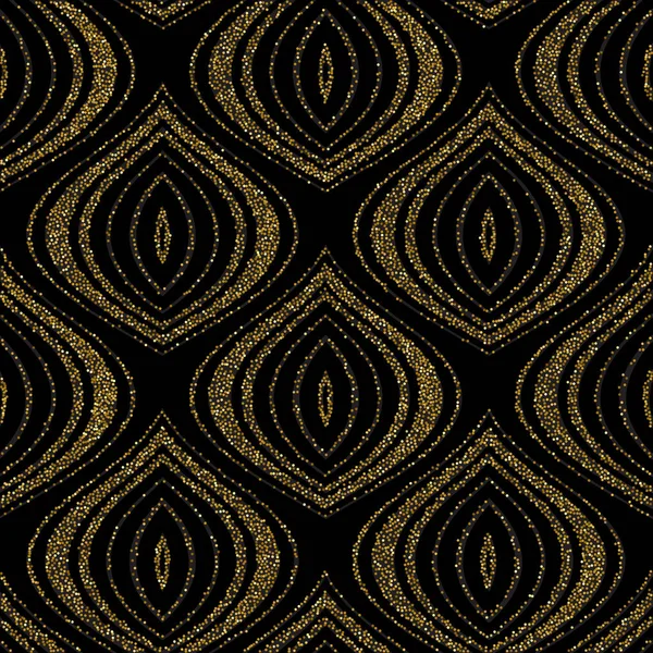 Sömlös vektor abstrakt mönster för textil och inredning med guld glitter effekt — Stock vektor