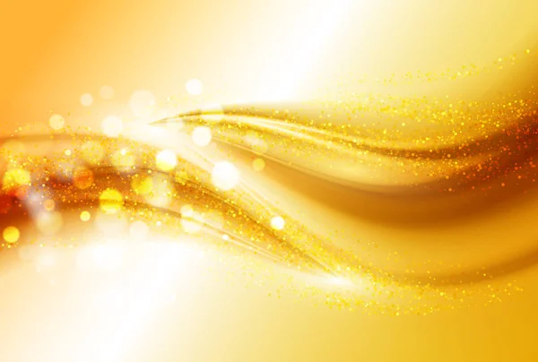 Soepele licht goud golven lijnen en Lens Flares vector abstracte achtergrond. — Stockvector