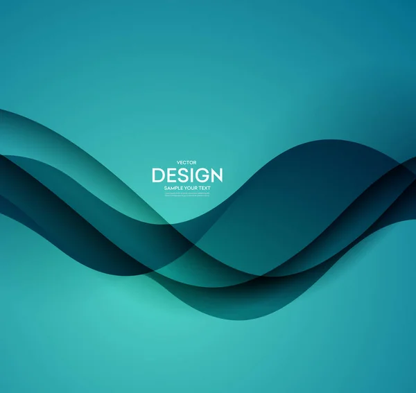 抽象的なベクトルの背景、青色の波 — ストックベクタ