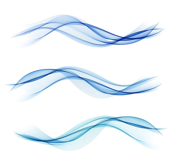 Set of blue abstract wave design element — Stock Vector