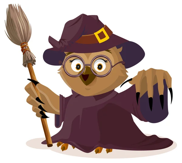 Professeur de hibou en costume d'Halloween — Image vectorielle