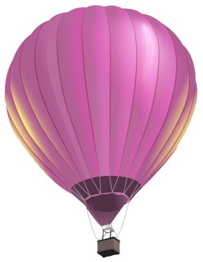Pembe büyük hava balonu sepeti ile uçar