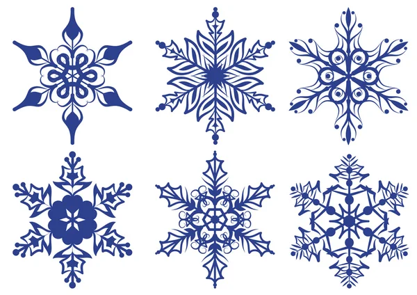 Набор голубых снежинок — стоковый вектор