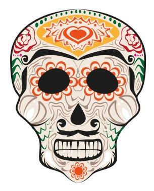 Gün ölü kafatası boyalı. Dia de Muertos İspanyolca tercüme