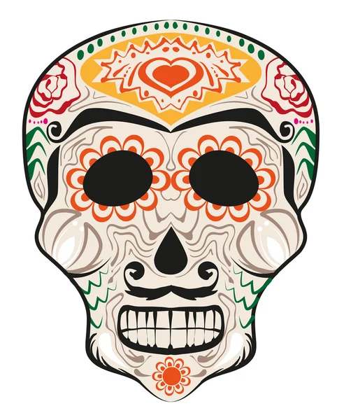 Día de Muertos pintado cráneo. Dia de Muertos traducido del español — Vector de stock