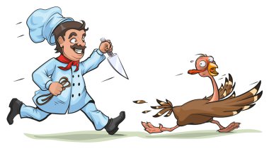 Cook bıçakla korkmuş Türkiye sürdürür. Şükran günü için eğlenceli kavramı