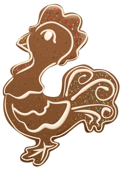 圣诞姜饼公鸡装饰与甜釉 — 图库矢量图片