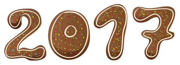 2017 yazı gingerbread metin — Stok Vektör