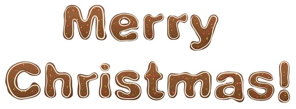 圣诞快乐。姜饼刻字贺卡的文本 — 图库矢量图片