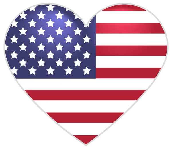 Símbolo Bandera de EE.UU. forma de corazón — Archivo Imágenes Vectoriales