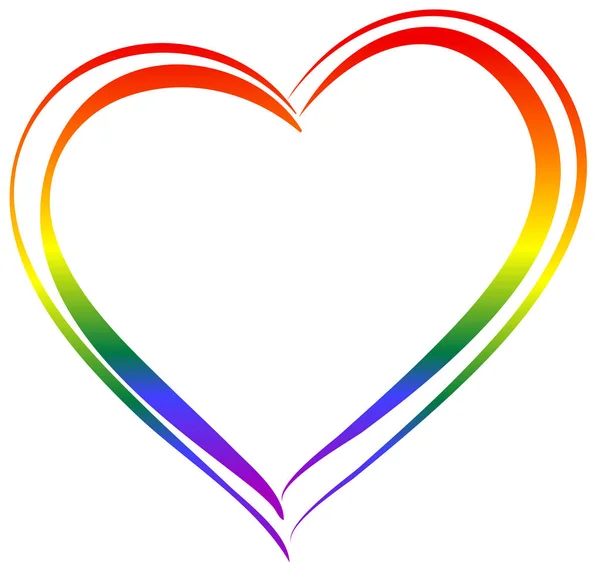 LGBT arco iris símbolo del corazón amor — Vector de stock