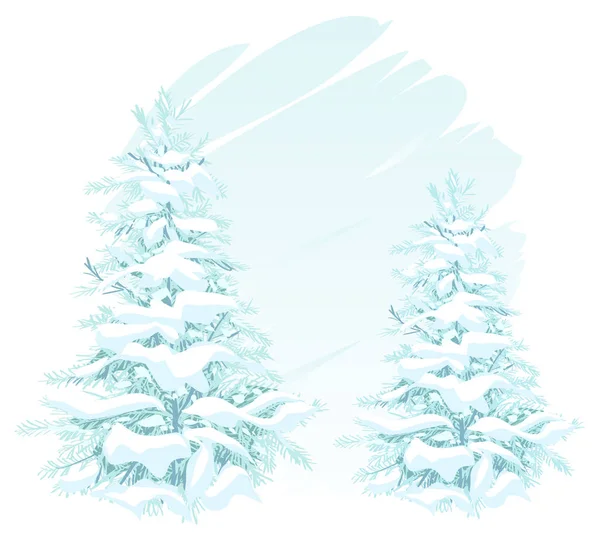 Две рождественские елки в снегу — стоковый вектор