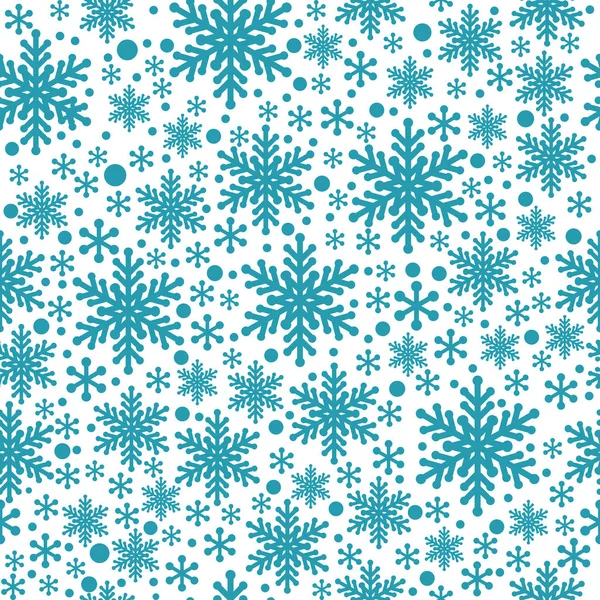 Copo de nieve azul grande y pequeño sin costuras — Vector de stock