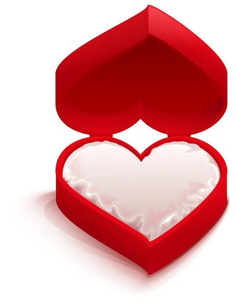 Caixa aberta vermelha forma do coração — Vetor de Stock