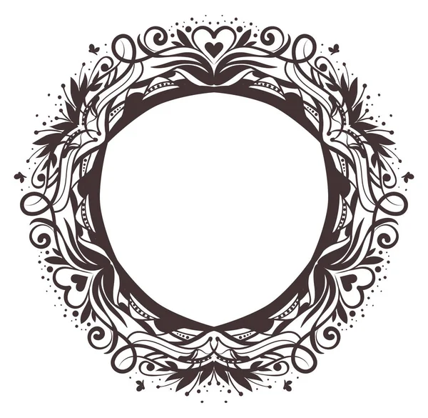 Чорний круглий квітковий орнамент рамки — стоковий вектор