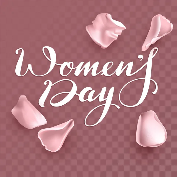 Petale de trandafir și scrisori de zi pentru femei pentru felicitări — Vector de stoc
