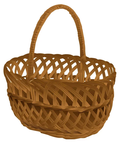 Empty wicker basket with handle — Stock Vector