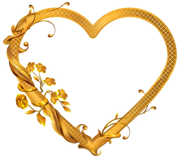 Coração de presente de jóias de ouro para o Dia dos Namorados — Vetor de Stock