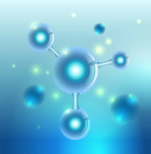 Molécula de agua. Fondo azul abstracto — Vector de stock