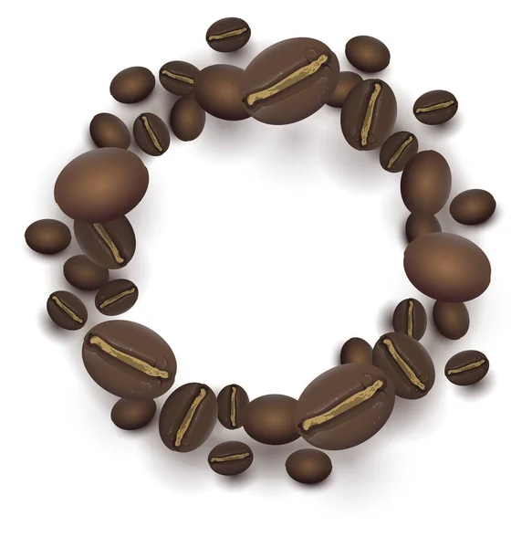 Круглая рамка из жареного кофе в зернах — стоковый вектор