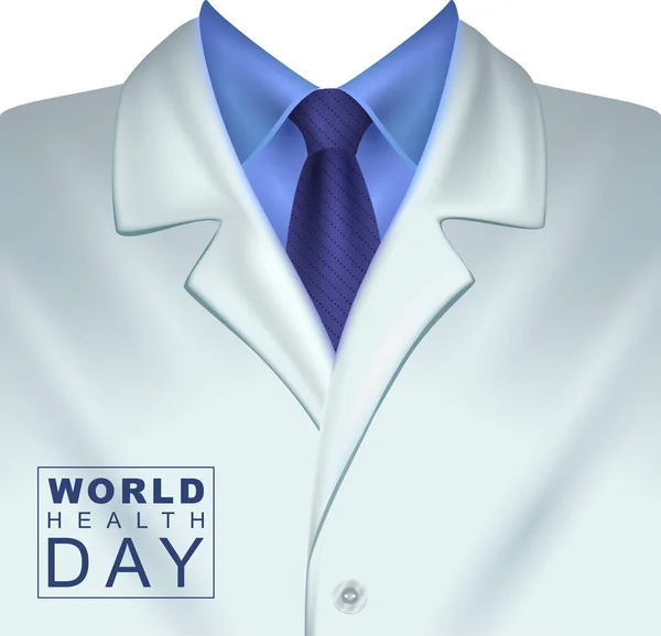 7 de abril Día Mundial de la Salud. Abrigo médico blanco — Archivo Imágenes Vectoriales