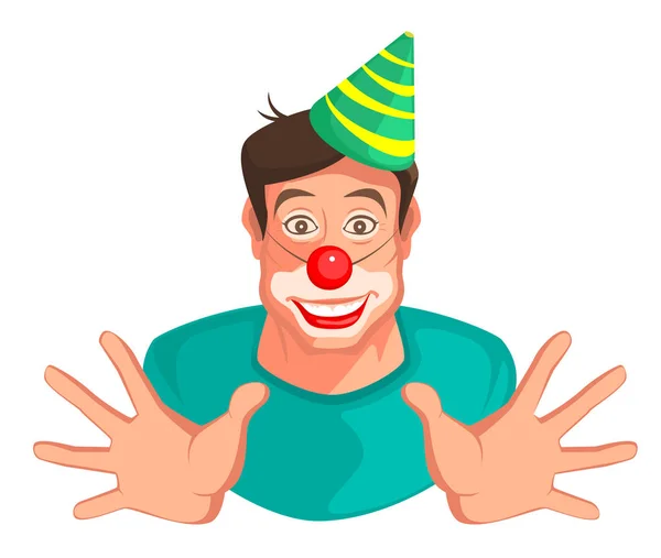 Jeune homme amusant tête clown — Image vectorielle