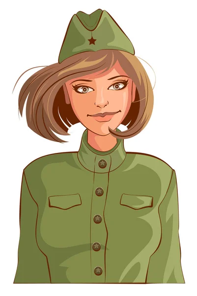 Russian woman retro soldier — Stock Vector