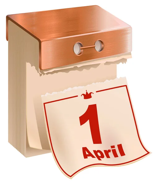 1 kwietnia Fools Day. Odrywane kalendarz arkusza — Wektor stockowy