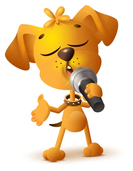 Sarı bir köpek şarkı solo mikrofon — Stok Vektör