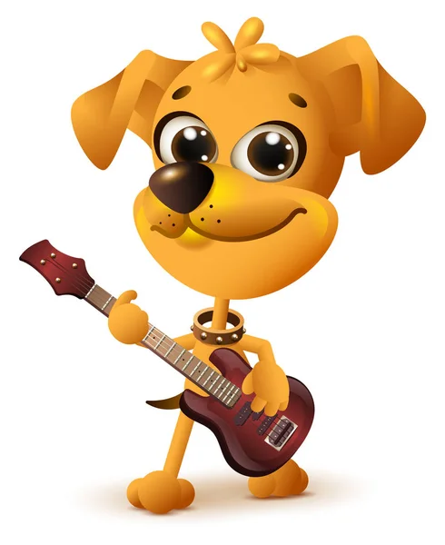 Sarı köpek gitar çalmak — Stok Vektör