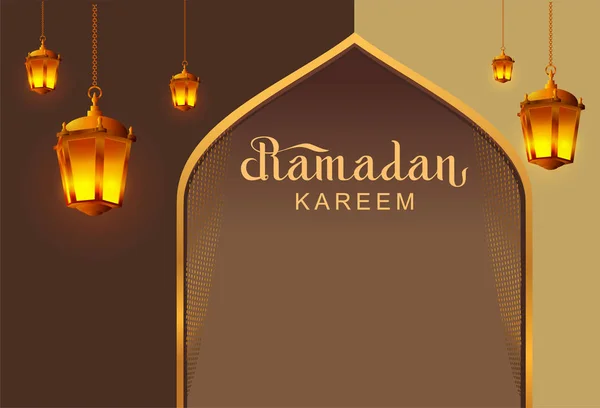 Ramadan Kareem huruf teks templat kartu ucapan - Stok Vektor