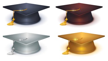 Silver, gold and black mortarboard clipart