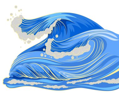 Beyaz köpük kap ile mavi yüksek dalga