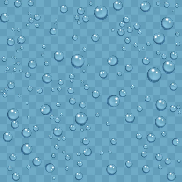 Gotas de agua limpia de rocío sobre fondo transparente — Vector de stock